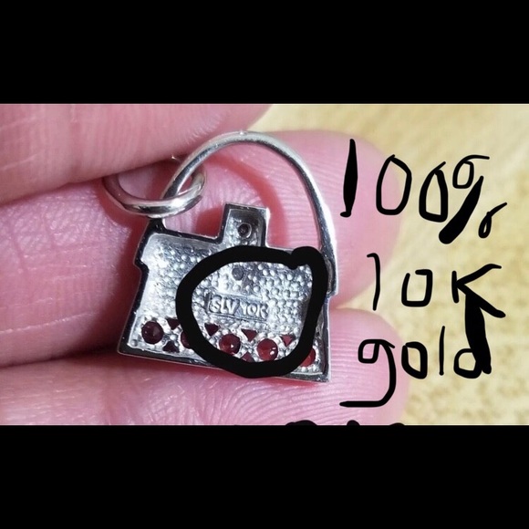 10k 3g solid gold stamped ruby diamond pendant - Picture 2 of 5